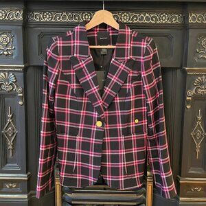 Smythe - Patch Pocket Duchess Blazer - Pink Black Plaid